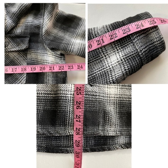 ZARA Thick Flannel Shacket Shirt Jacket Women M Black Plaid Clueless Cowgirl - Picture 7 of 7